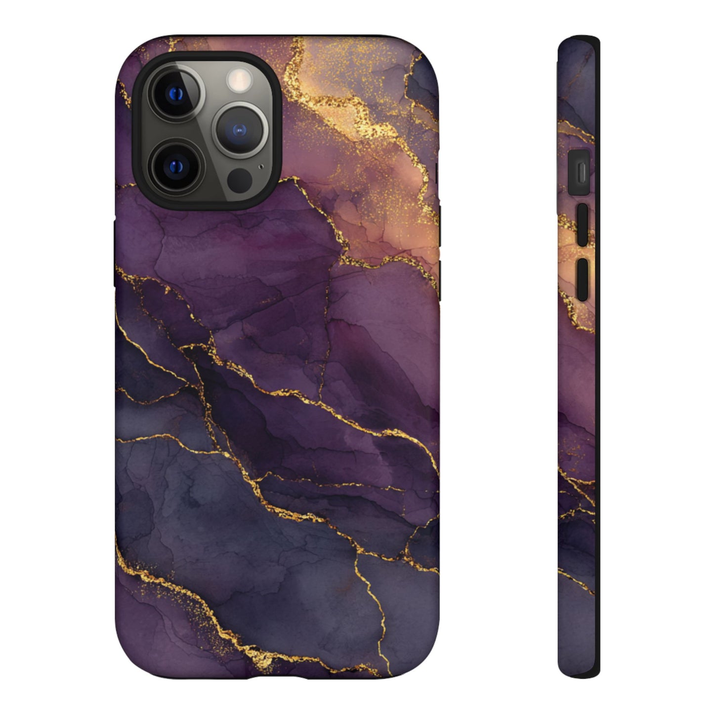 Elegant Purple & Gold Marble (iPhone X - iPhone 17 Pro Max) [TOUGH CASE]