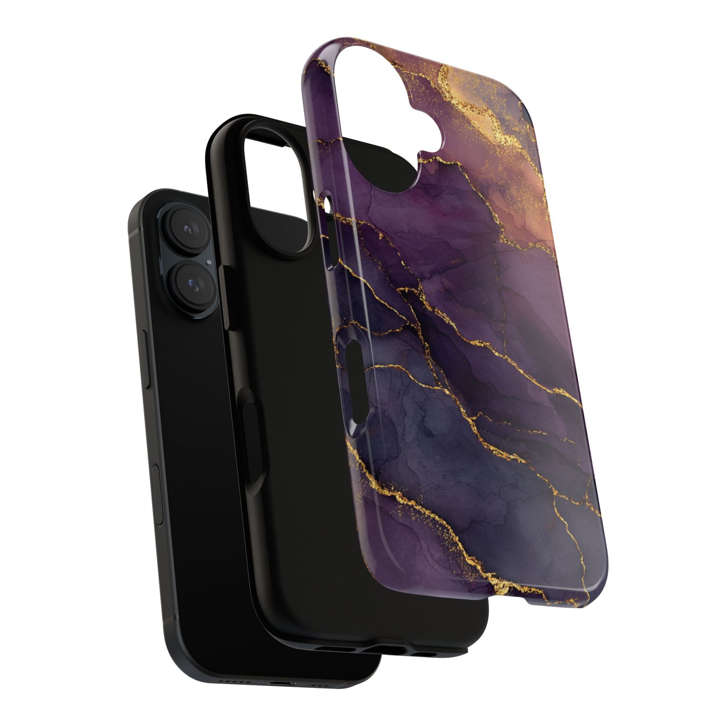 Elegant Purple & Gold Marble (iPhone X - iPhone 17 Pro Max) [TOUGH CASE]