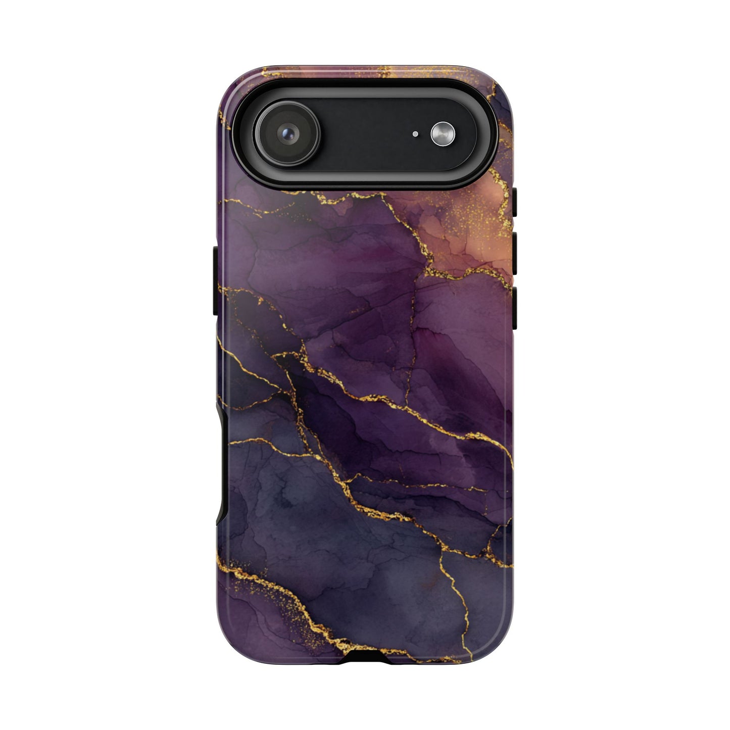 Elegant Purple & Gold Marble (iPhone X - iPhone 17 Pro Max) [TOUGH CASE]