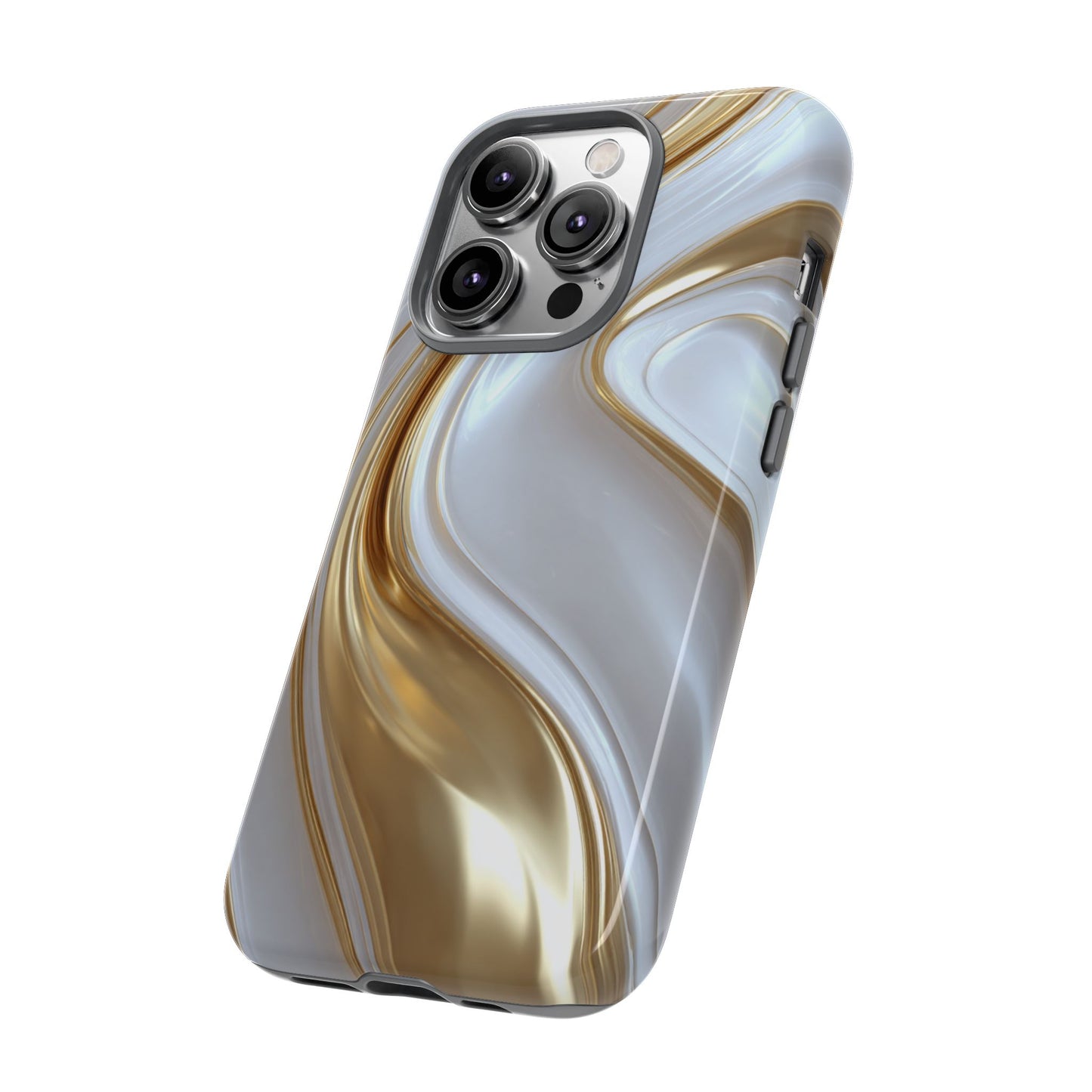 Gold & White Swirl (iPhone X - iPhone 17 Pro Max) [TOUGH CASE]