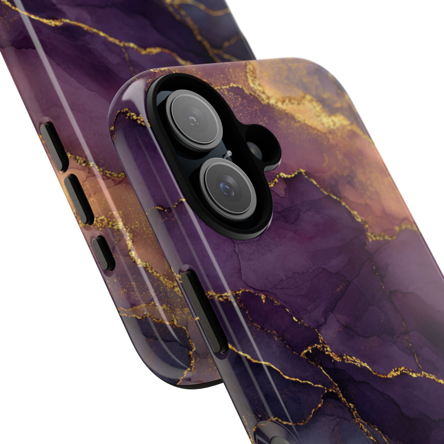 Elegant Purple & Gold Marble (iPhone X - iPhone 17 Pro Max) [TOUGH CASE]
