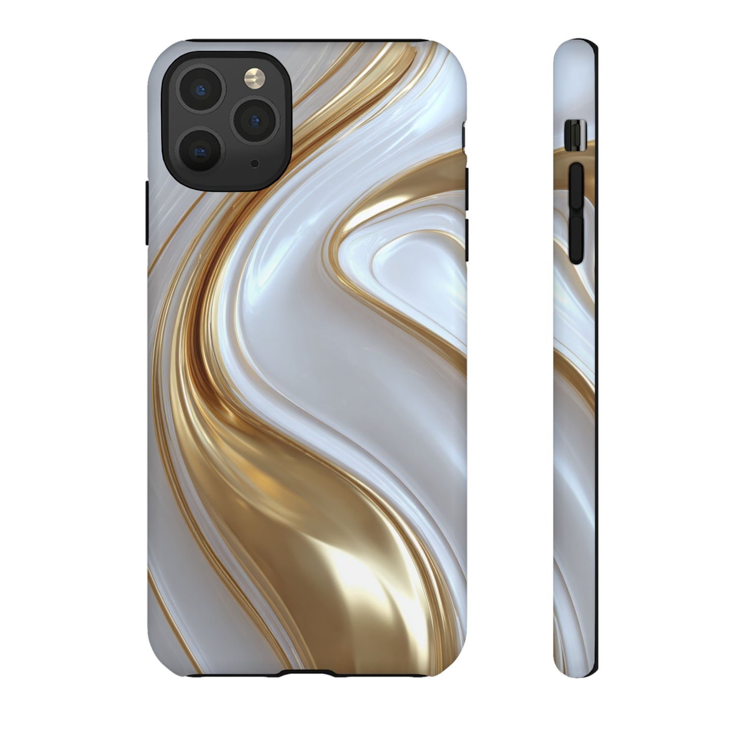Gold & White Swirl (iPhone X - iPhone 17 Pro Max) [TOUGH CASE]