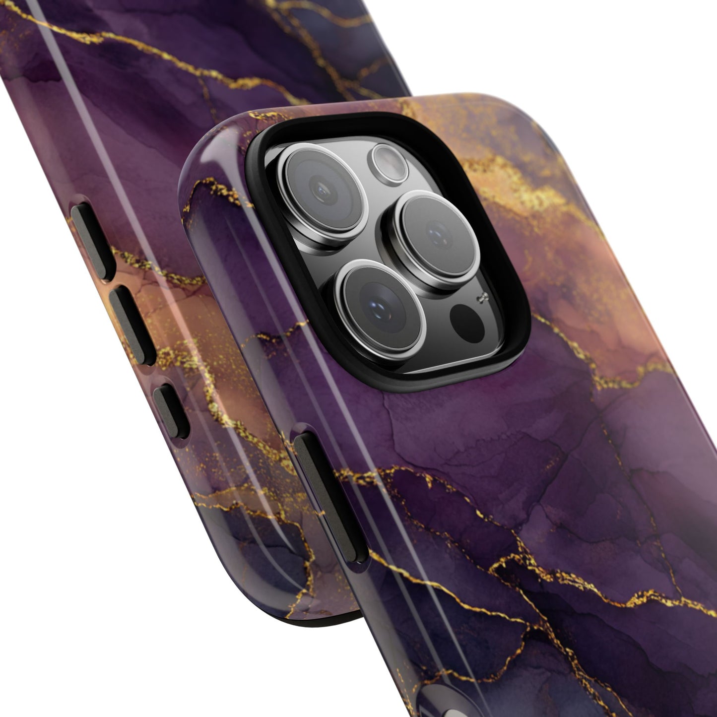 Elegant Purple & Gold Marble (iPhone X - iPhone 17 Pro Max) [TOUGH CASE]