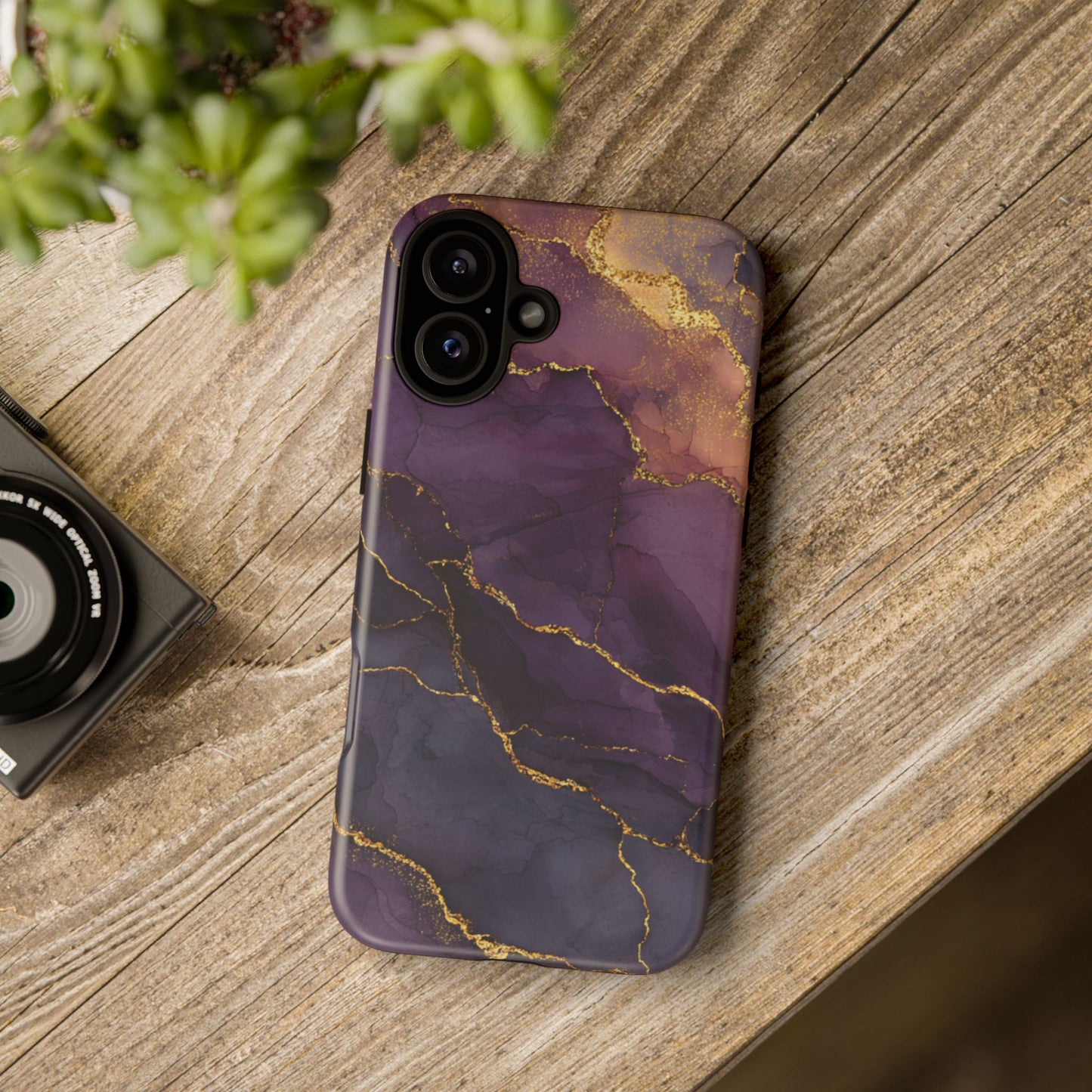 Elegant Purple & Gold Marble (iPhone X - iPhone 17 Pro Max) [TOUGH CASE]