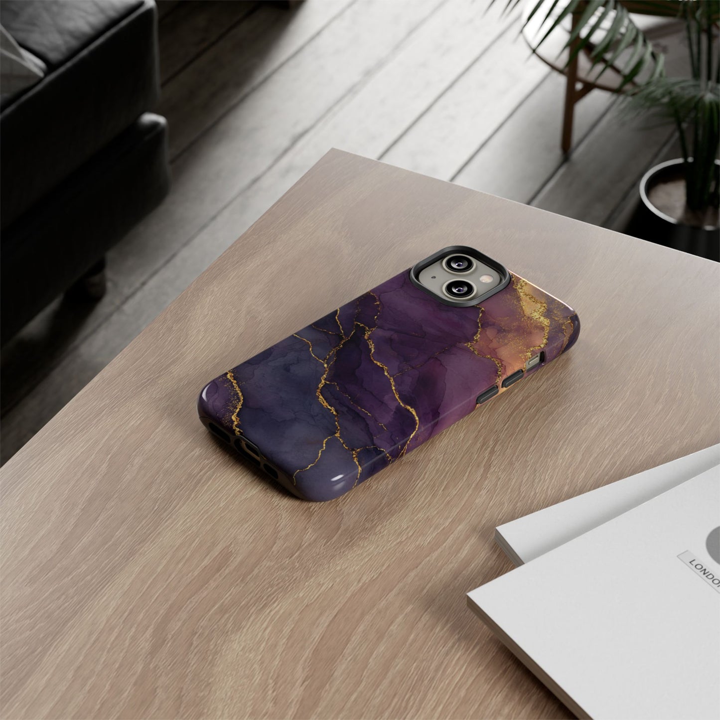 Elegant Purple & Gold Marble (iPhone X - iPhone 17 Pro Max) [TOUGH CASE]