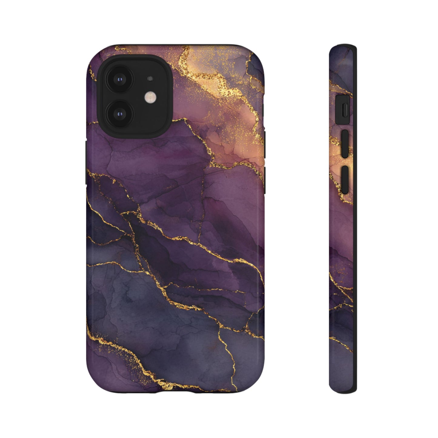 Elegant Purple & Gold Marble (iPhone X - iPhone 17 Pro Max) [TOUGH CASE]