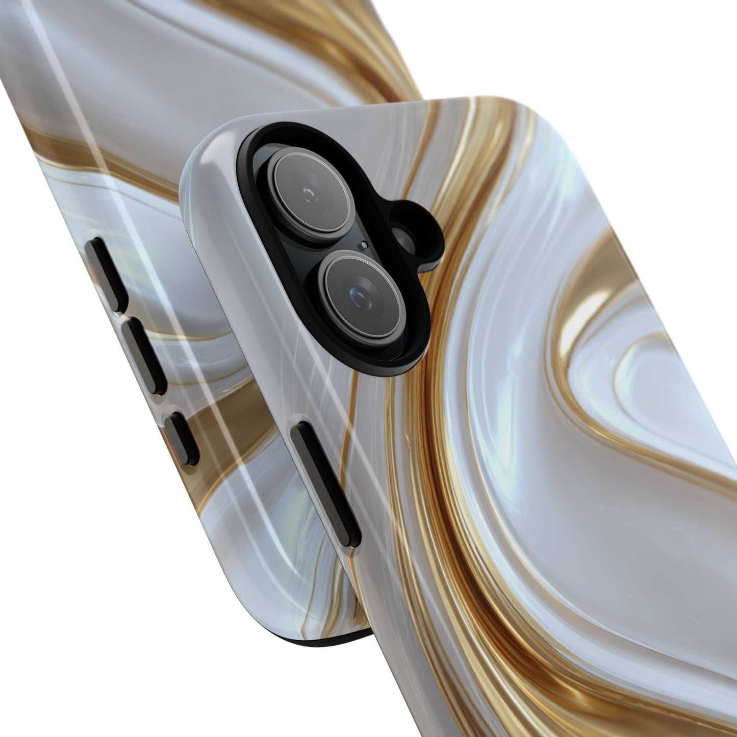 Gold & White Swirl (iPhone X - iPhone 17 Pro Max) [TOUGH CASE]