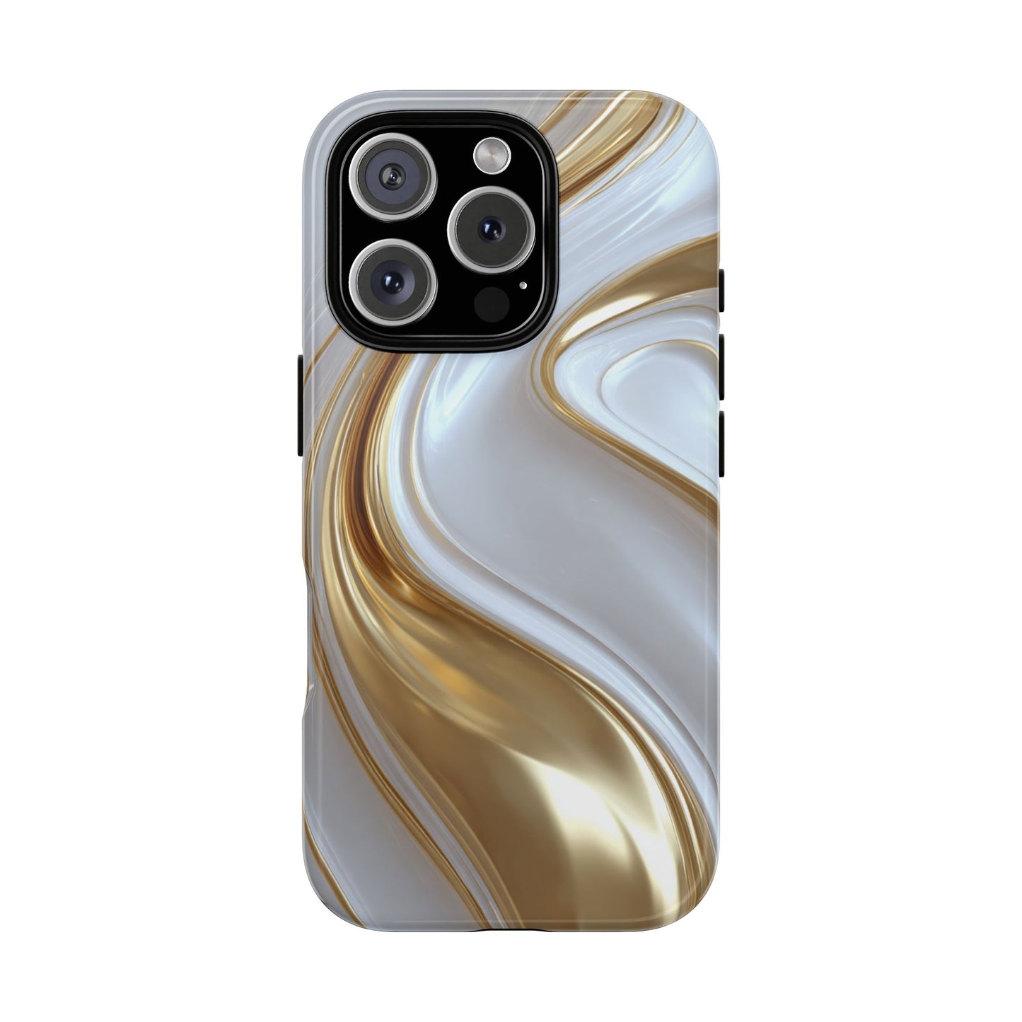 Gold & White Swirl (iPhone X - iPhone 17 Pro Max) [TOUGH CASE]