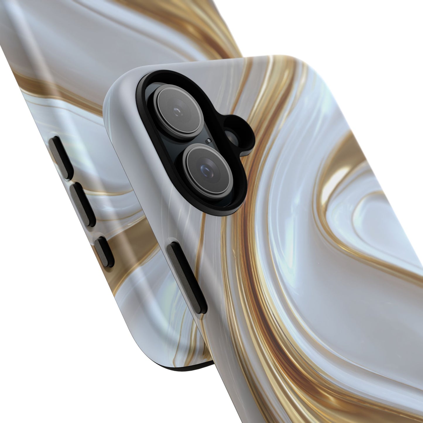 Gold & White Swirl (iPhone X - iPhone 17 Pro Max) [TOUGH CASE]