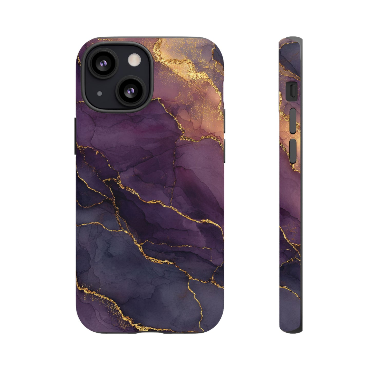 Elegant Purple & Gold Marble (iPhone X - iPhone 17 Pro Max) [TOUGH CASE]