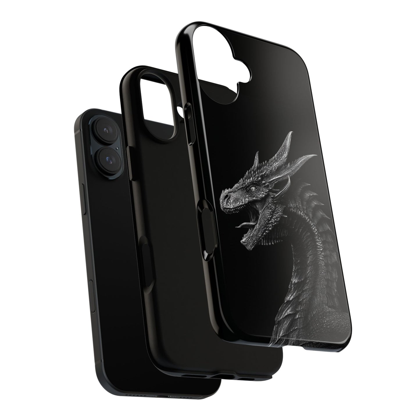 Black & White Dragon (iPhone X - iPhone 17 Pro Max) [TOUGH CASE]