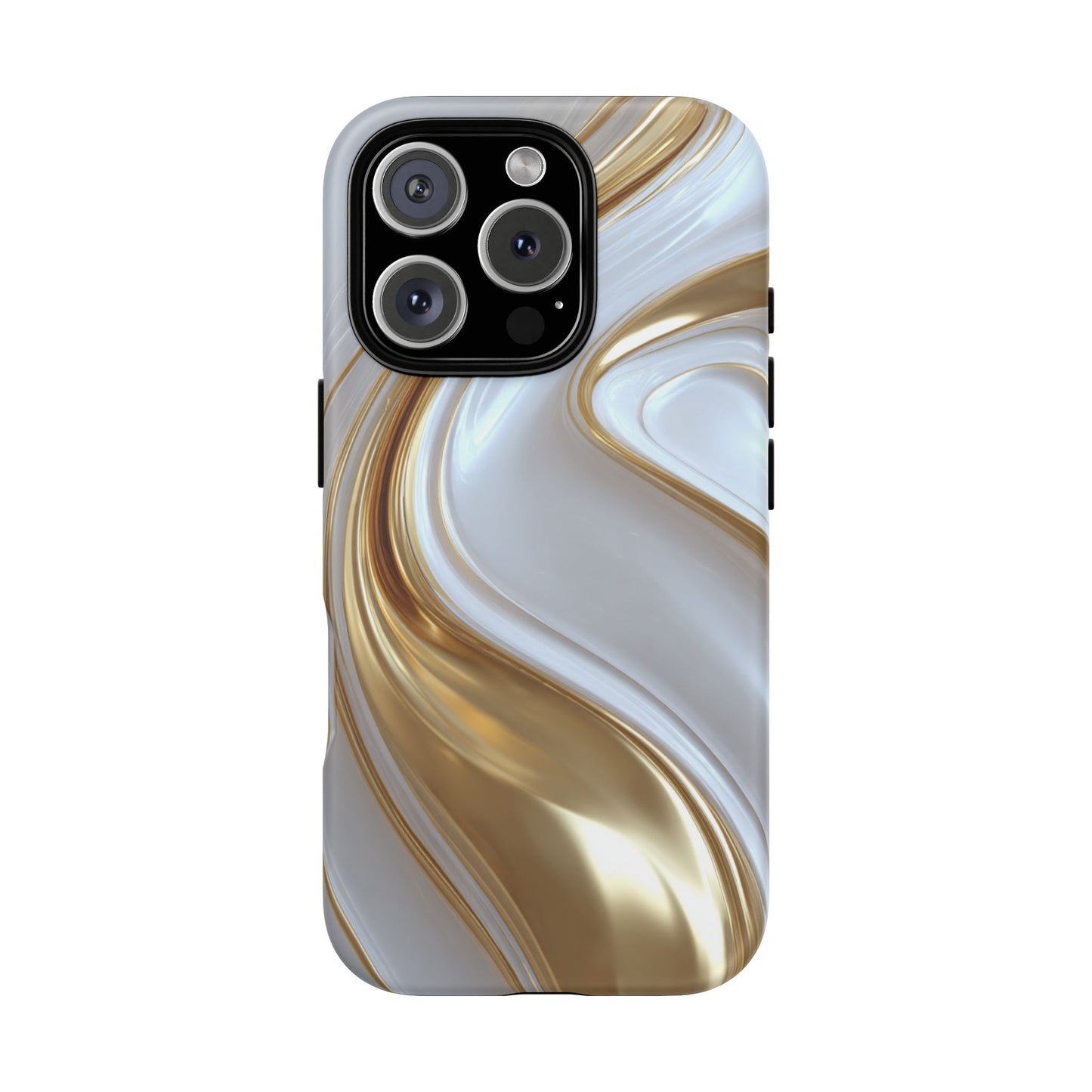 Gold & White Swirl (iPhone X - iPhone 17 Pro Max) [TOUGH CASE]
