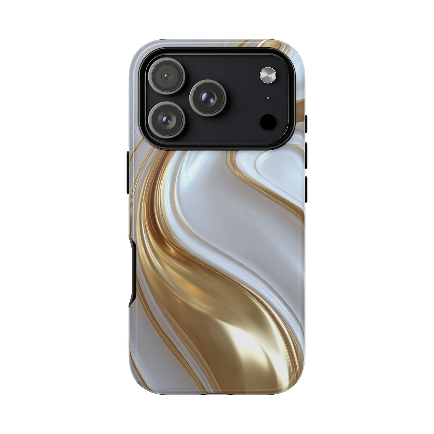 Gold & White Swirl (iPhone X - iPhone 17 Pro Max) [TOUGH CASE]