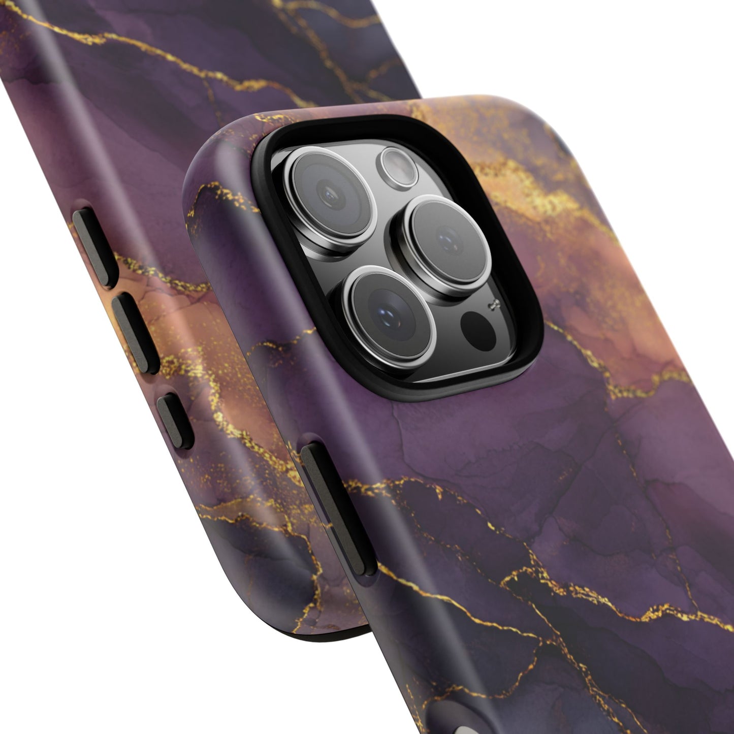 Elegant Purple & Gold Marble (iPhone X - iPhone 17 Pro Max) [TOUGH CASE]