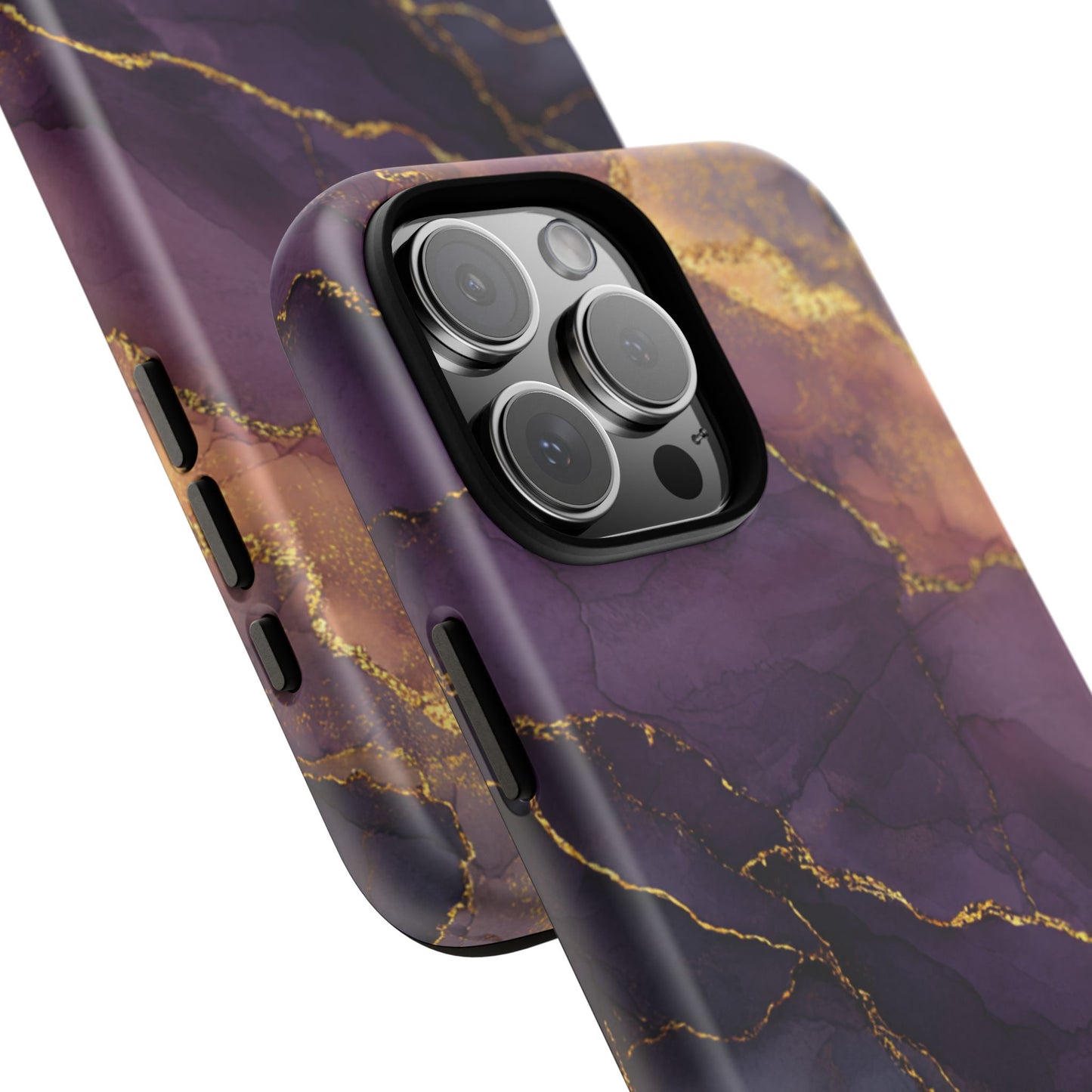 Elegant Purple & Gold Marble (iPhone X - iPhone 17 Pro Max) [TOUGH CASE]