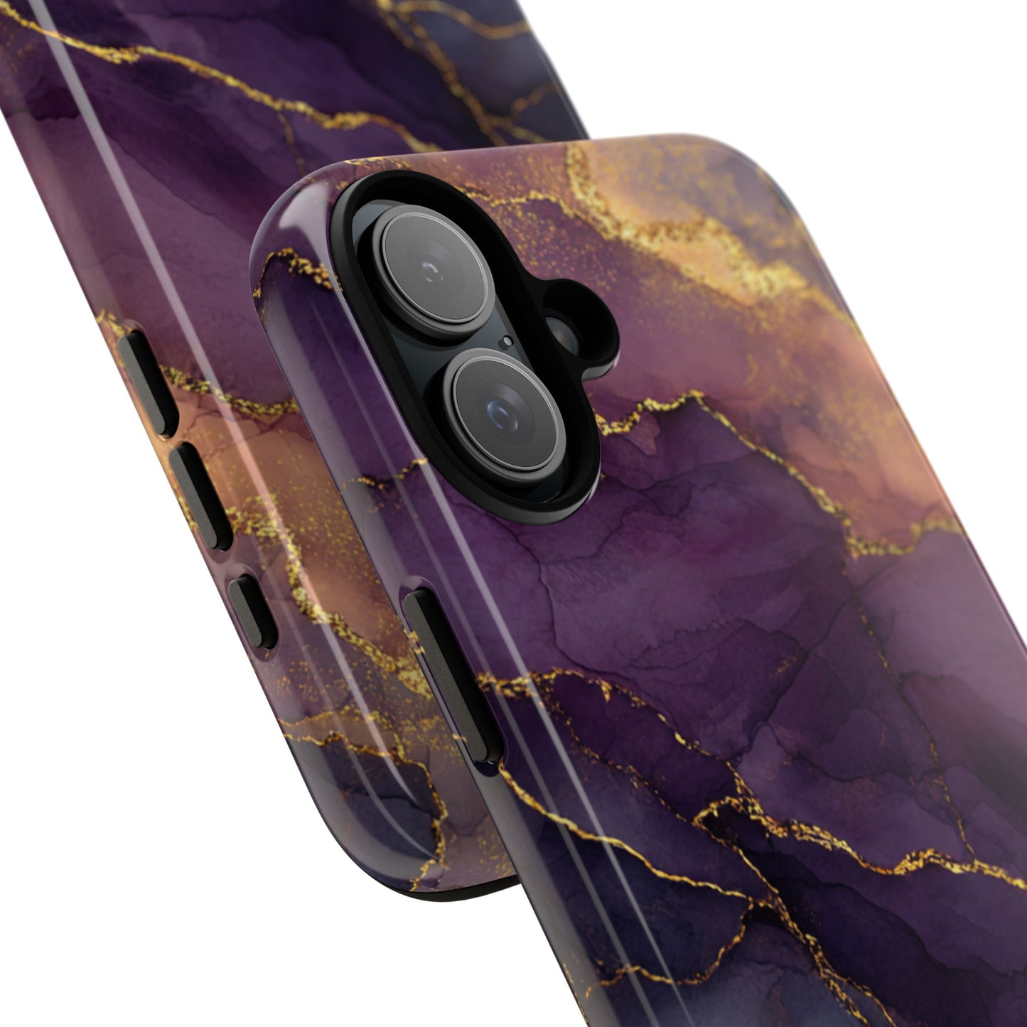 Elegant Purple & Gold Marble (iPhone X - iPhone 17 Pro Max) [TOUGH CASE]