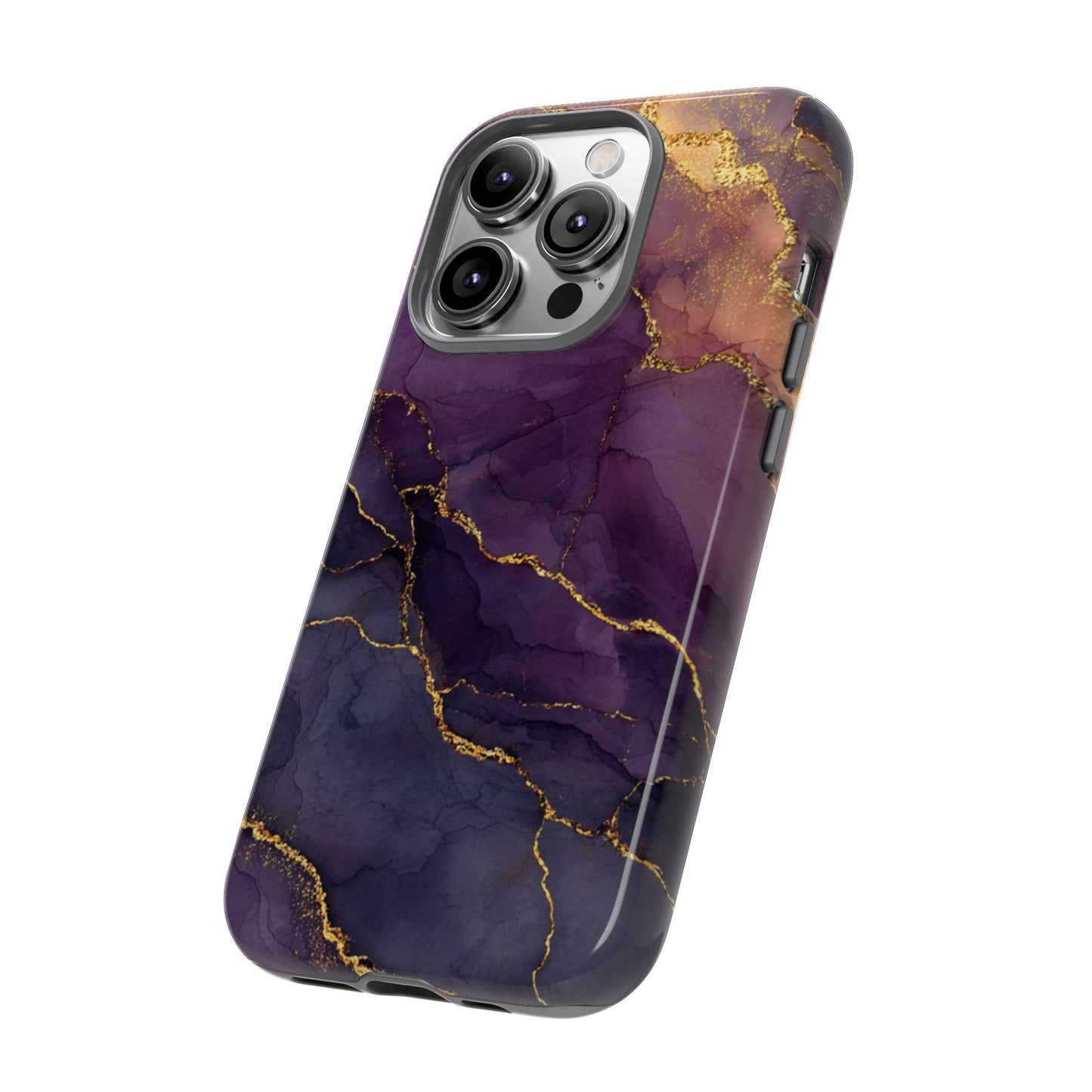 Elegant Purple & Gold Marble (iPhone X - iPhone 17 Pro Max) [TOUGH CASE]