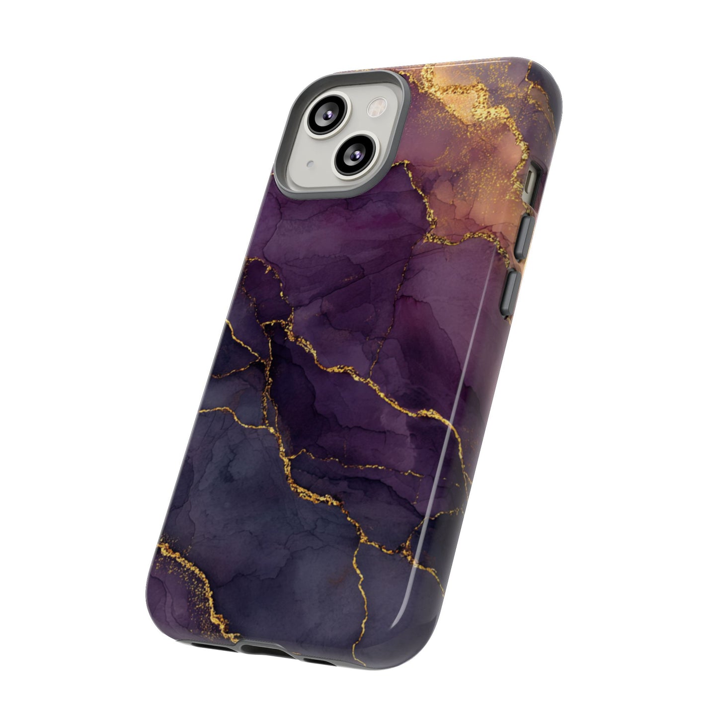 Elegant Purple & Gold Marble (iPhone X - iPhone 17 Pro Max) [TOUGH CASE]