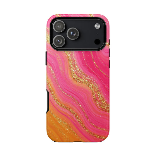 Pink and Glitter Gold Marble [TOUGH CASE]