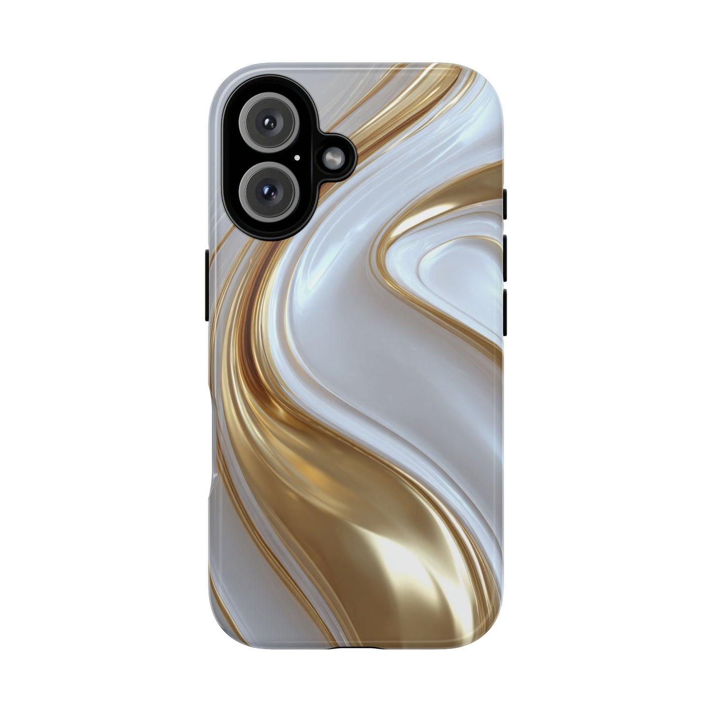 Gold & White Swirl (iPhone X - iPhone 17 Pro Max) [TOUGH CASE]