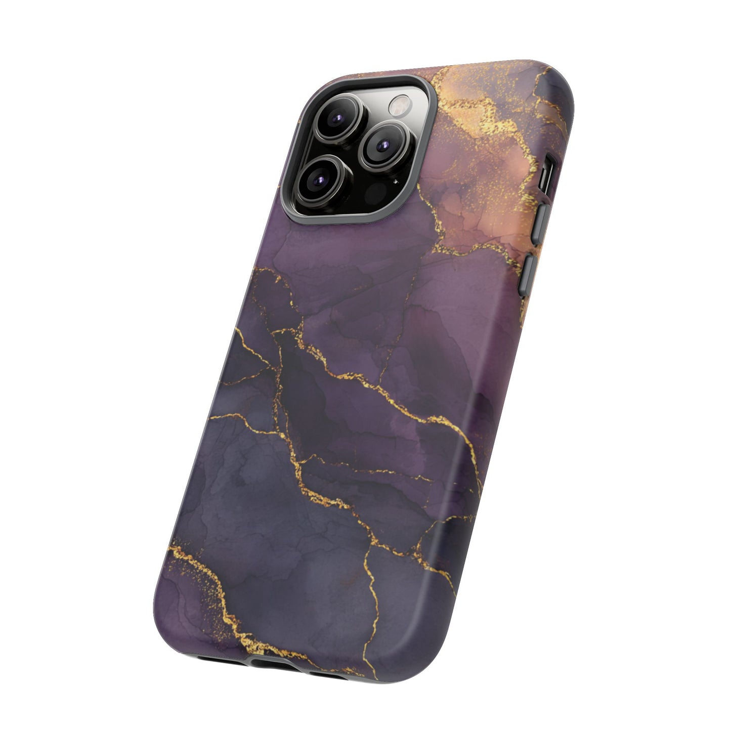 Elegant Purple & Gold Marble (iPhone X - iPhone 17 Pro Max) [TOUGH CASE]