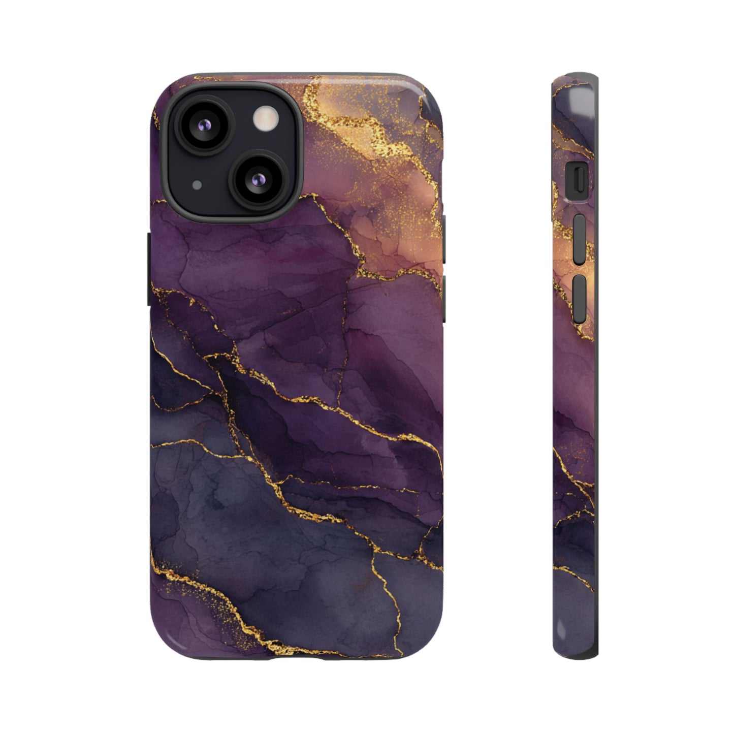 Elegant Purple & Gold Marble (iPhone X - iPhone 17 Pro Max) [TOUGH CASE]