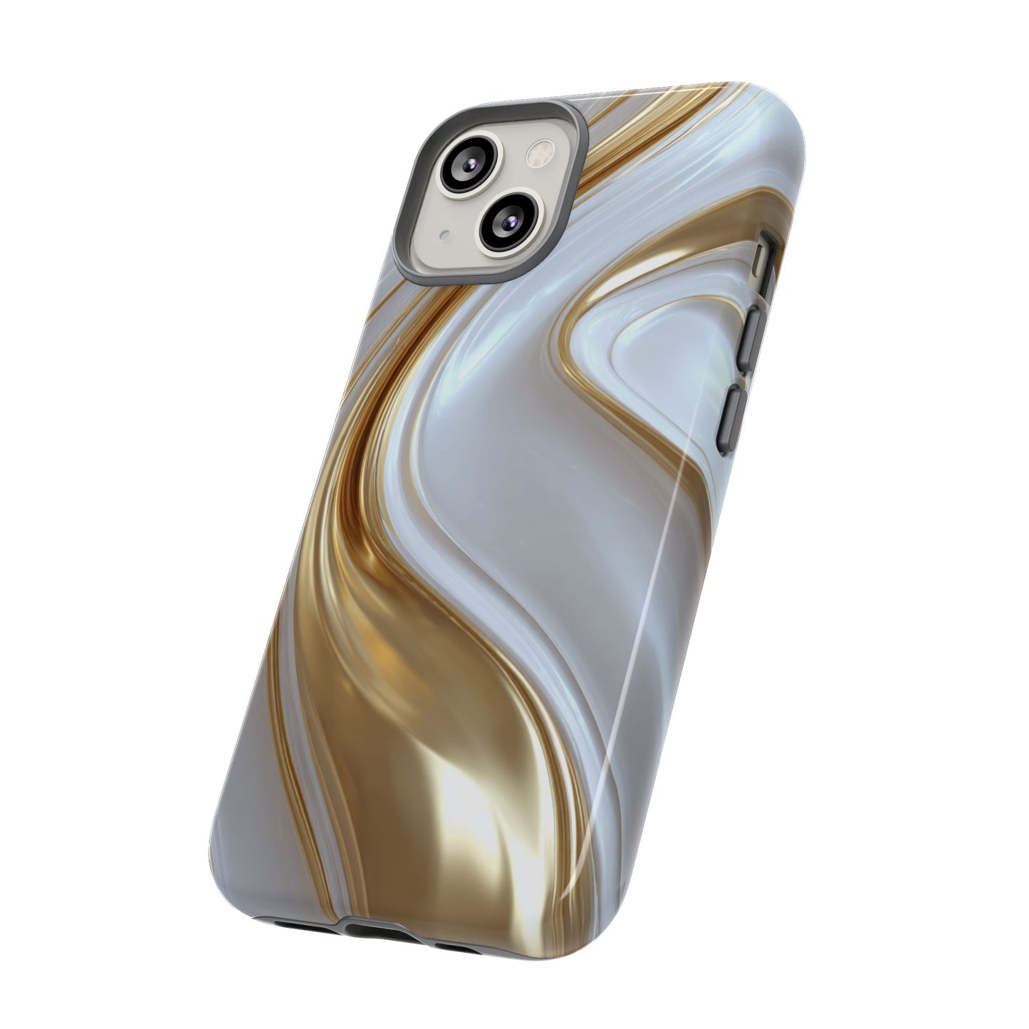 Gold & White Swirl (iPhone X - iPhone 17 Pro Max) [TOUGH CASE]