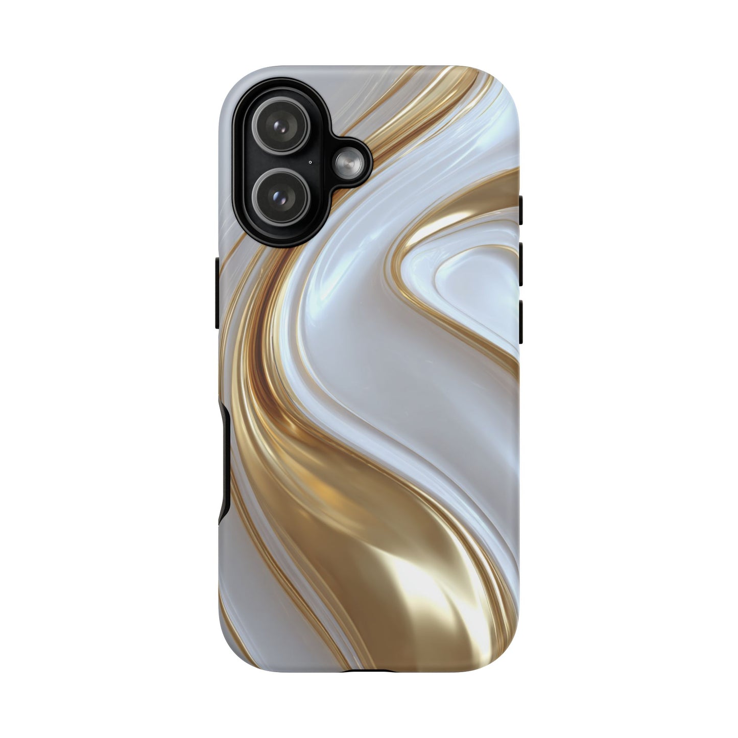 Gold & White Swirl (iPhone X - iPhone 17 Pro Max) [TOUGH CASE]