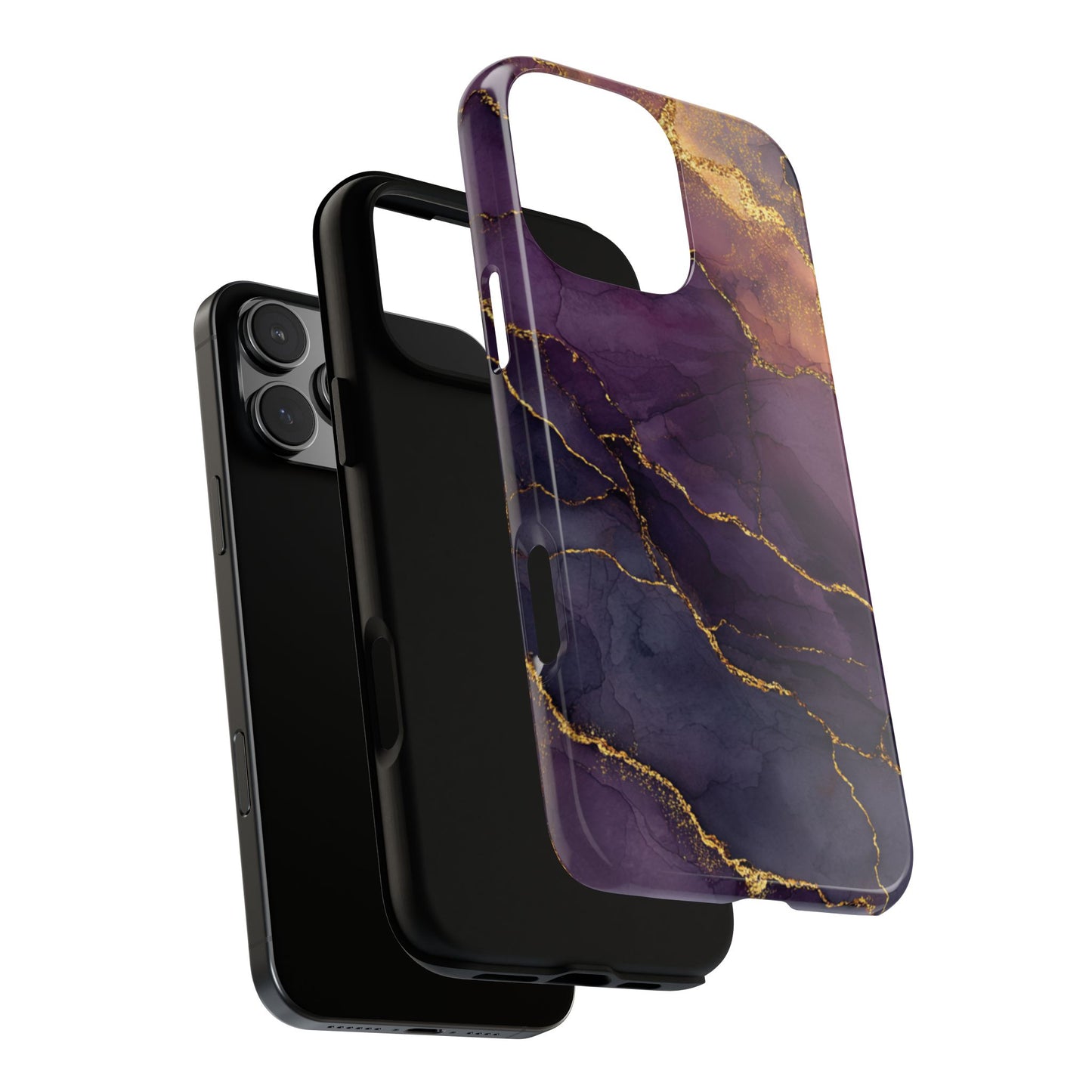 Elegant Purple & Gold Marble (iPhone X - iPhone 17 Pro Max) [TOUGH CASE]