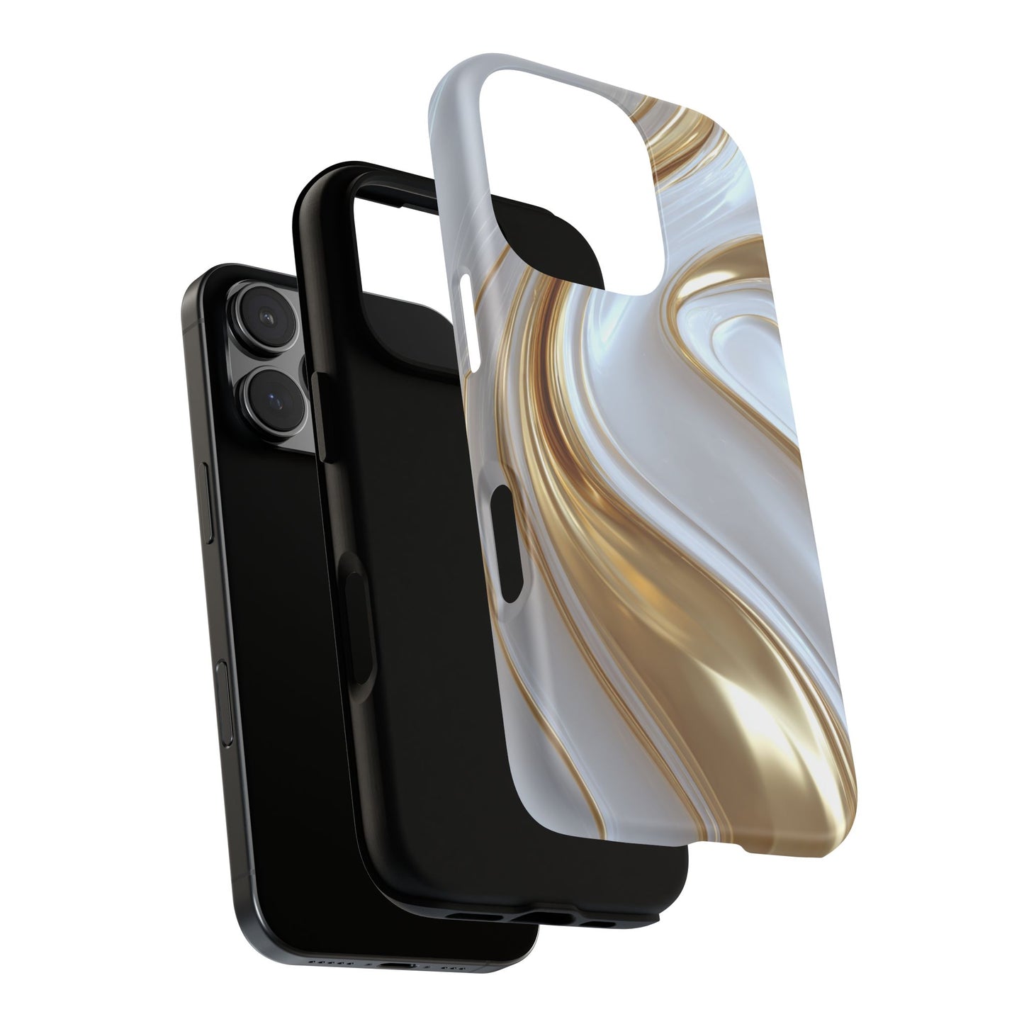 Gold & White Swirl (iPhone X - iPhone 17 Pro Max) [TOUGH CASE]