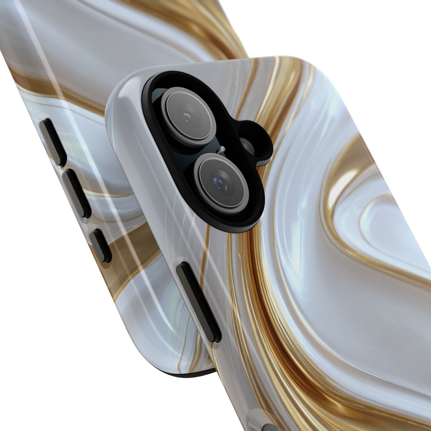 Gold & White Swirl (iPhone X - iPhone 17 Pro Max) [TOUGH CASE]