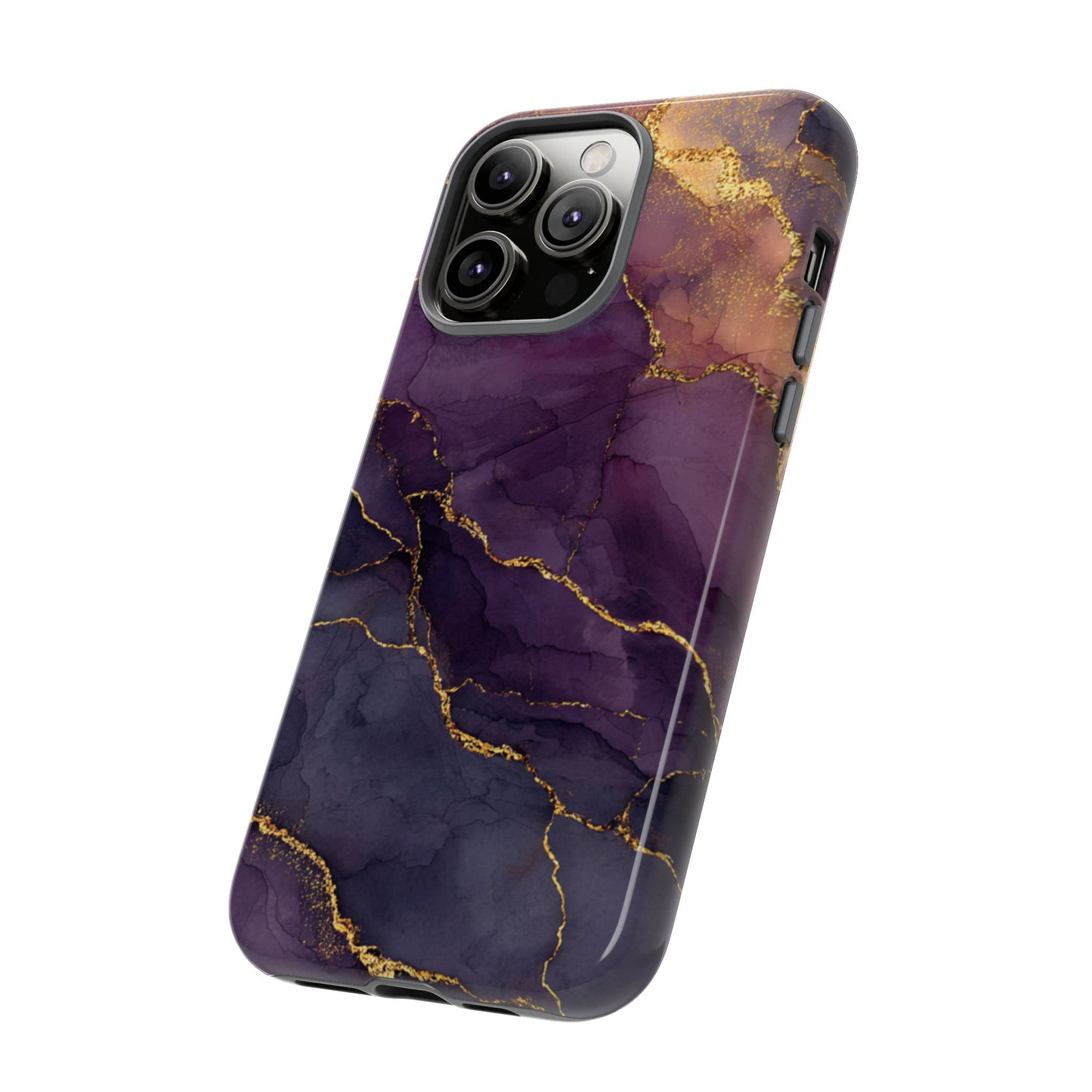 Elegant Purple & Gold Marble (iPhone X - iPhone 17 Pro Max) [TOUGH CASE]