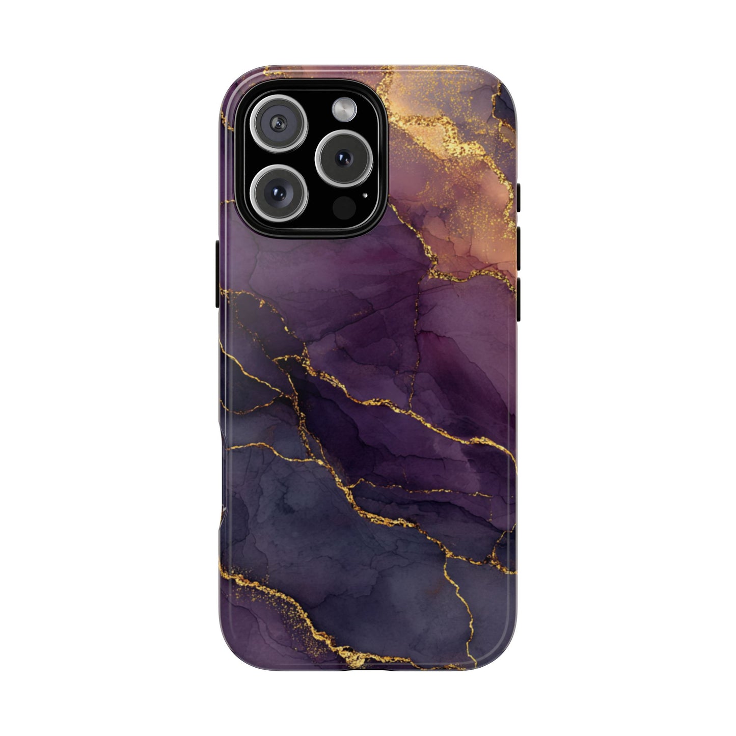 Elegant Purple & Gold Marble (iPhone X - iPhone 17 Pro Max) [TOUGH CASE]