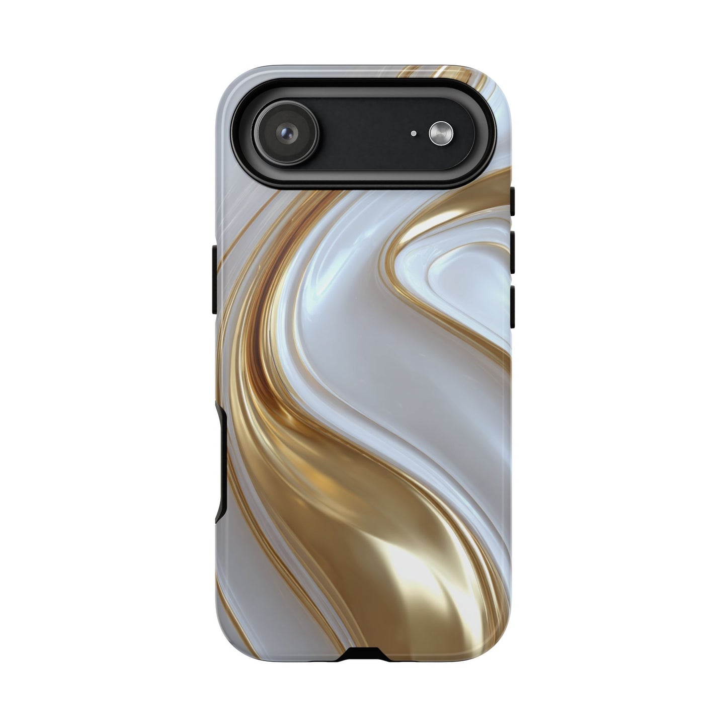 Gold & White Swirl (iPhone X - iPhone 17 Pro Max) [TOUGH CASE]