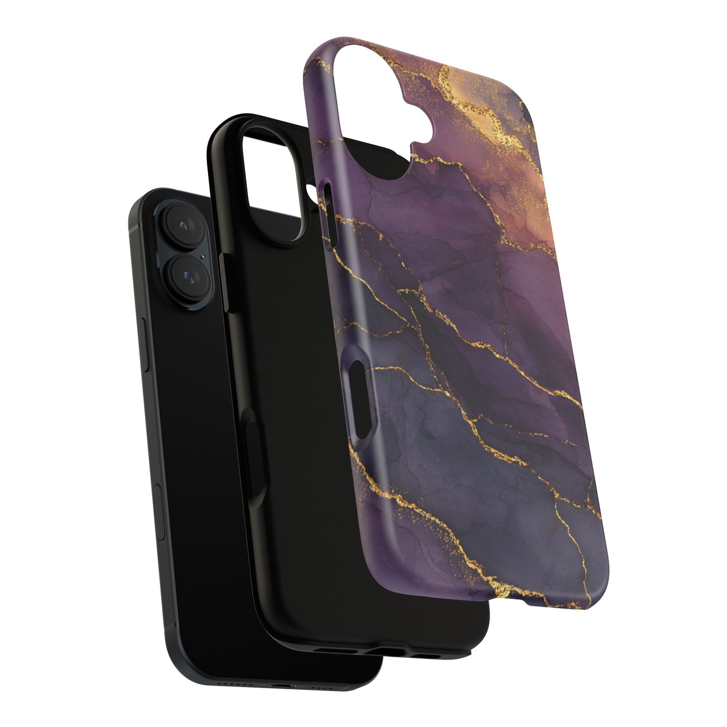 Elegant Purple & Gold Marble (iPhone X - iPhone 17 Pro Max) [TOUGH CASE]