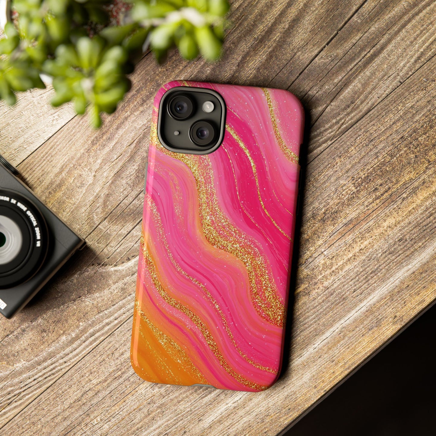 Pink and Glitter Gold Marble [TOUGH CASE]