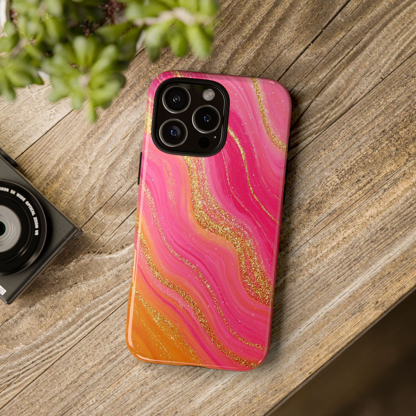 Pink and Glitter Gold Marble [TOUGH CASE]