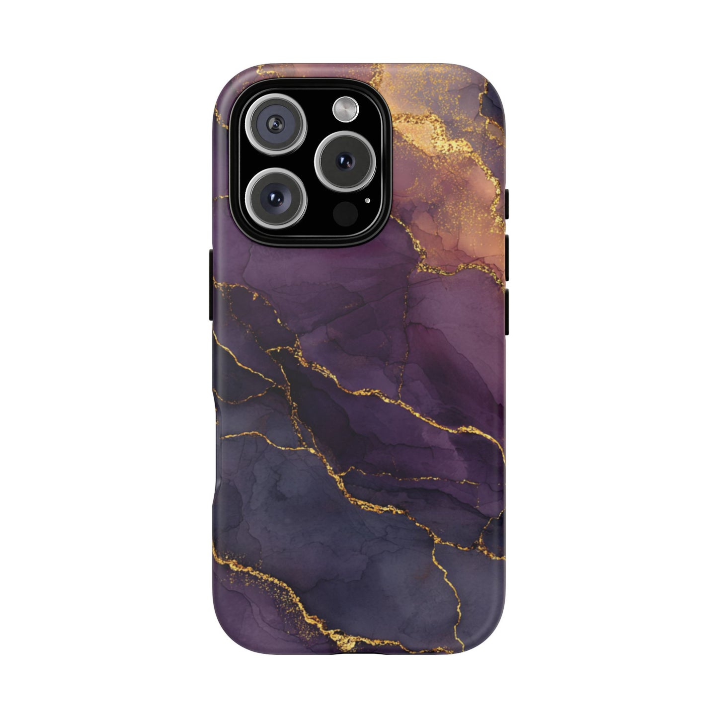 Elegant Purple & Gold Marble (iPhone X - iPhone 17 Pro Max) [TOUGH CASE]