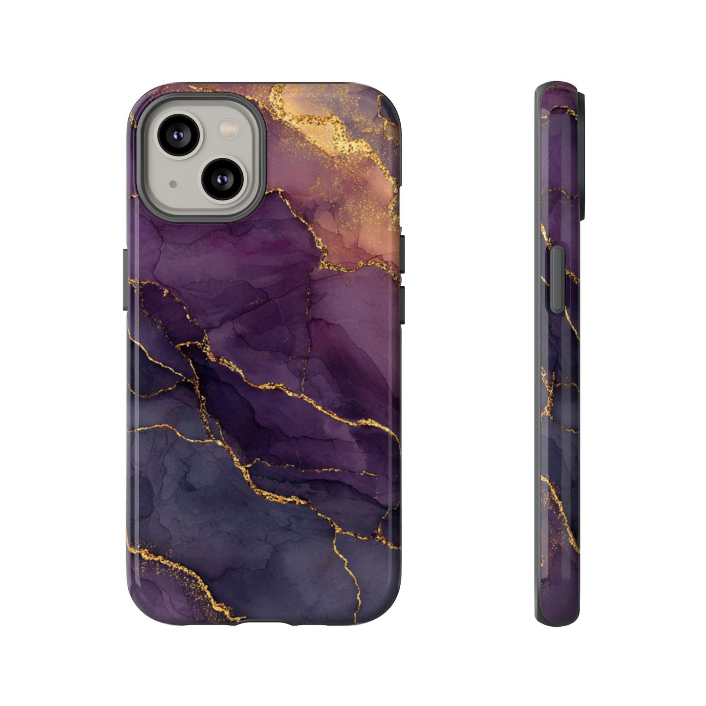 Elegant Purple & Gold Marble (iPhone X - iPhone 17 Pro Max) [TOUGH CASE]