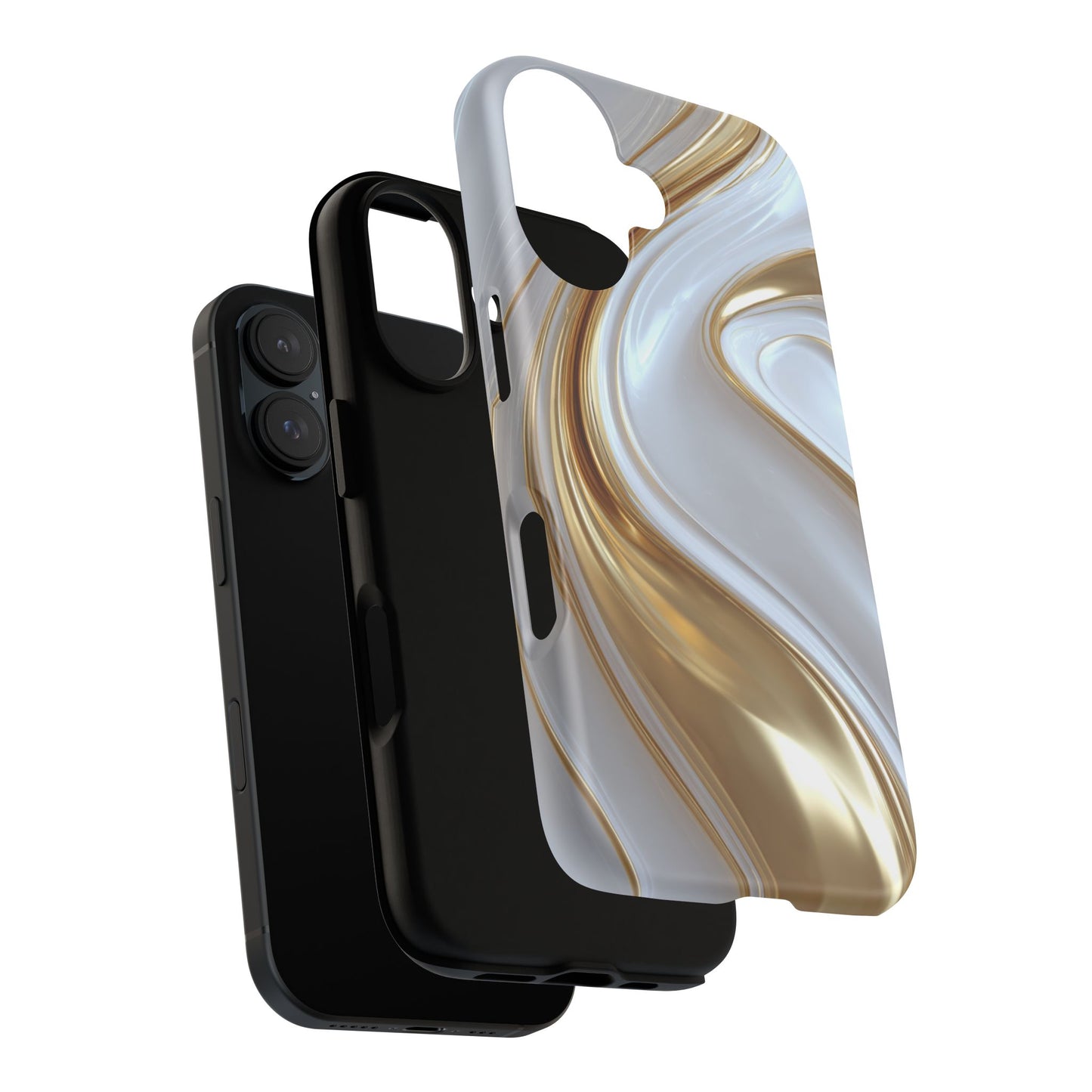Gold & White Swirl (iPhone X - iPhone 17 Pro Max) [TOUGH CASE]