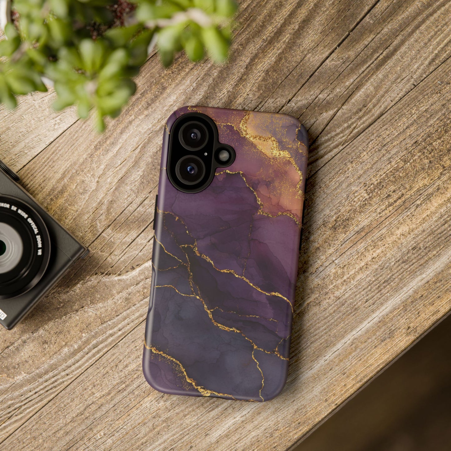 Elegant Purple & Gold Marble (iPhone X - iPhone 17 Pro Max) [TOUGH CASE]