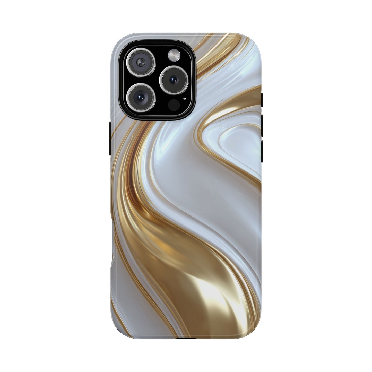 Gold & White Swirl (iPhone X - iPhone 17 Pro Max) [TOUGH CASE]