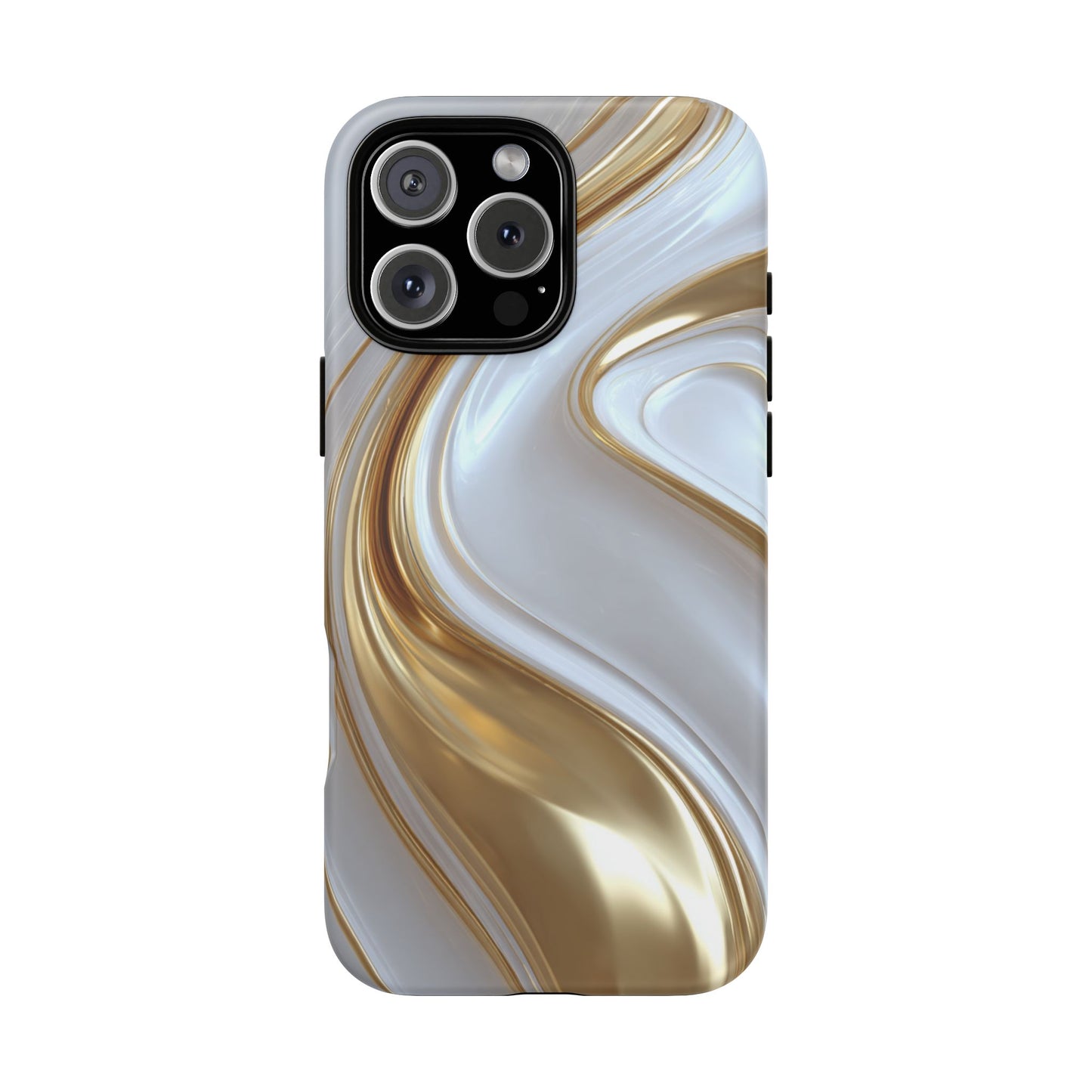 Gold & White Swirl (iPhone X - iPhone 17 Pro Max) [TOUGH CASE]