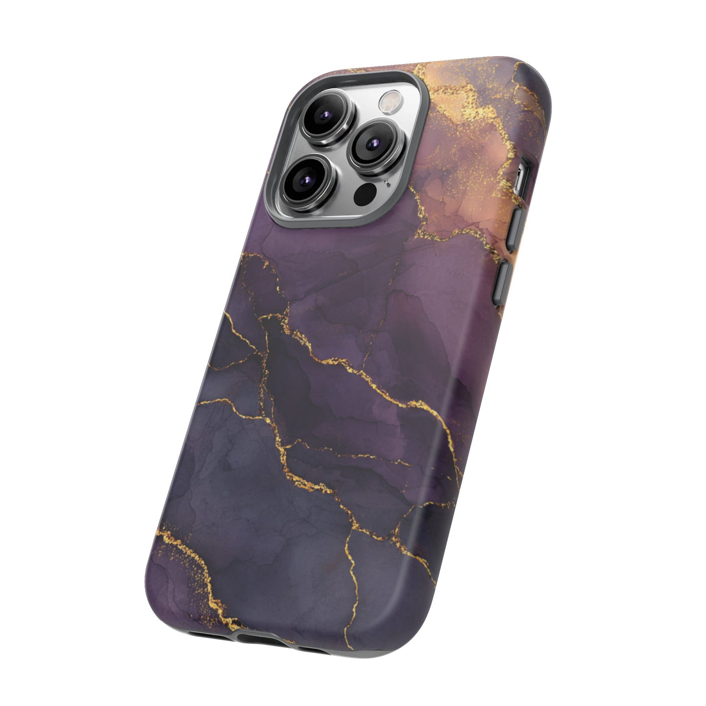Elegant Purple & Gold Marble (iPhone X - iPhone 17 Pro Max) [TOUGH CASE]