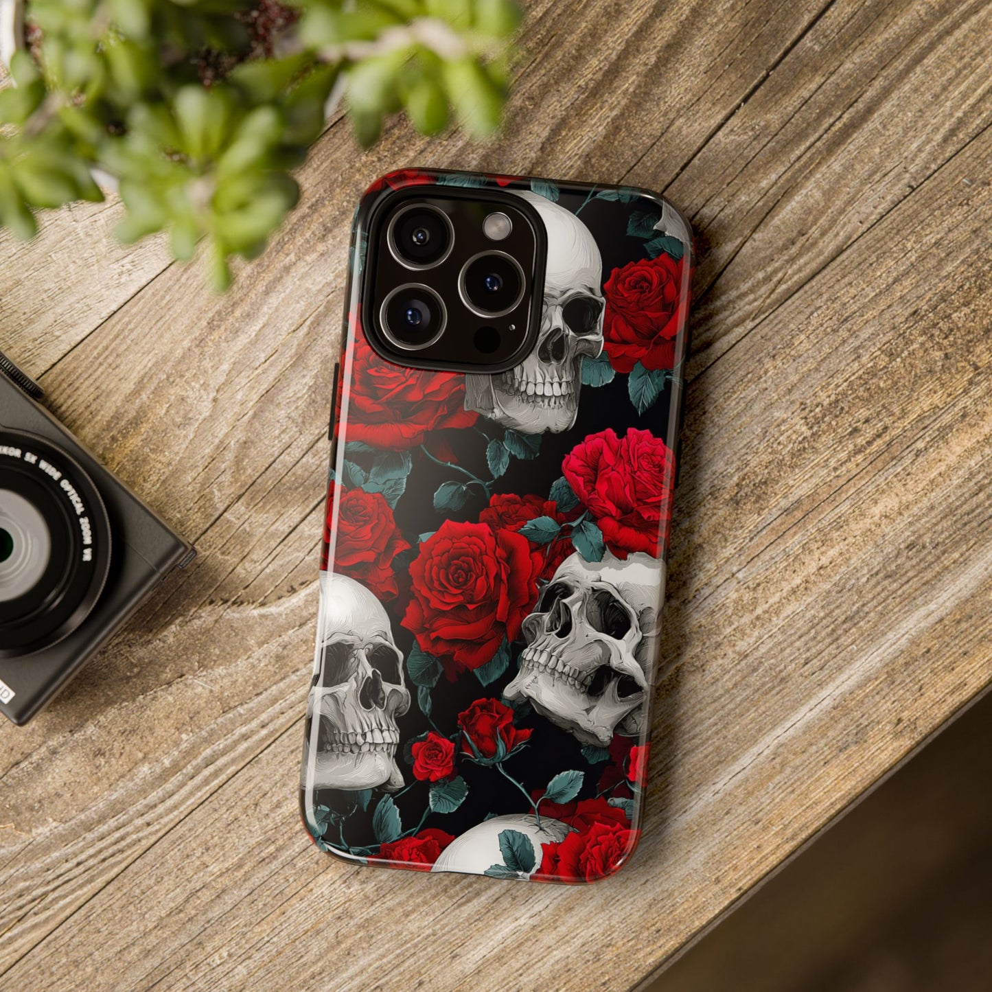 LOW STOCK Skull & Red Roses [TOUGH CASE]