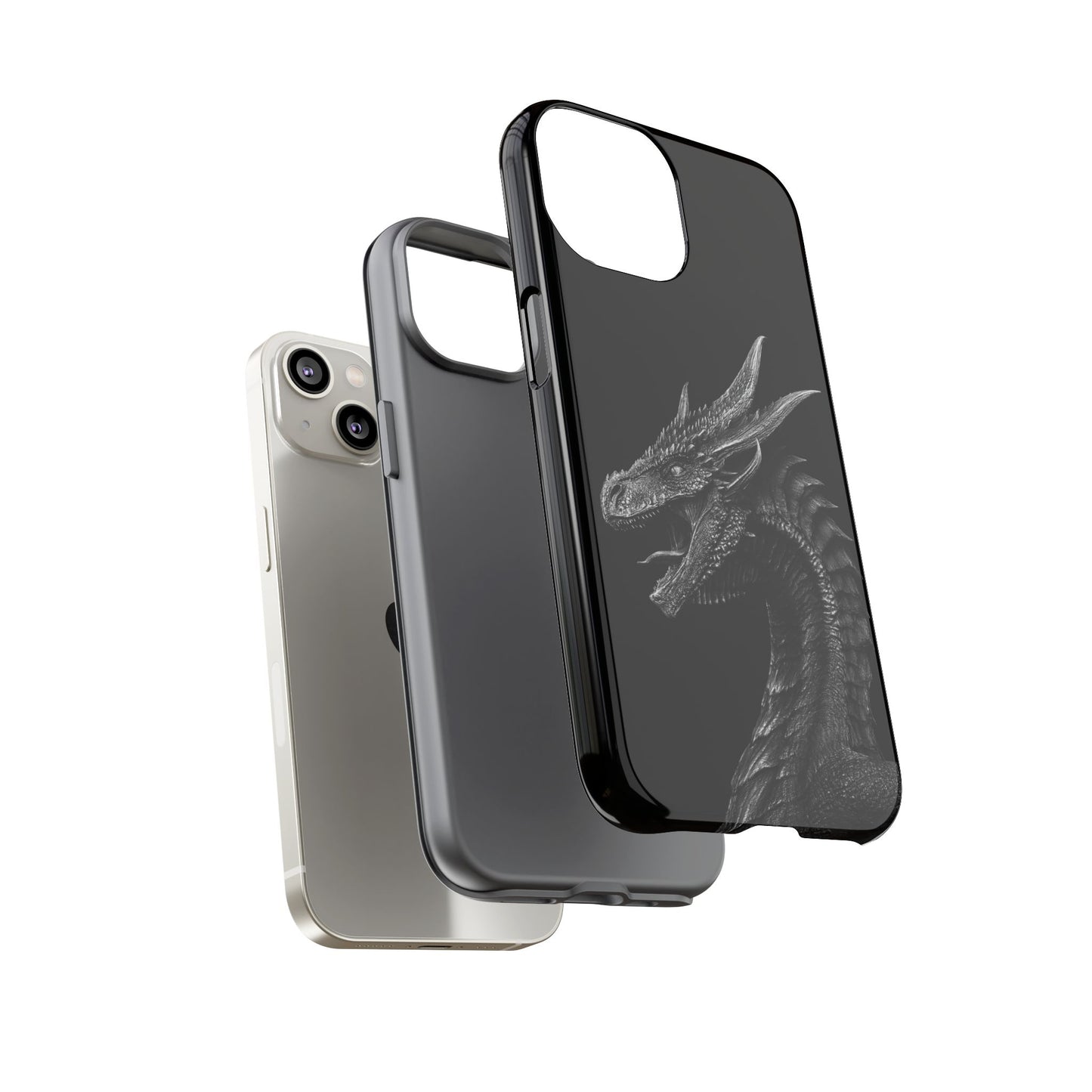 Black & White Dragon (iPhone X - iPhone 17 Pro Max) [TOUGH CASE]