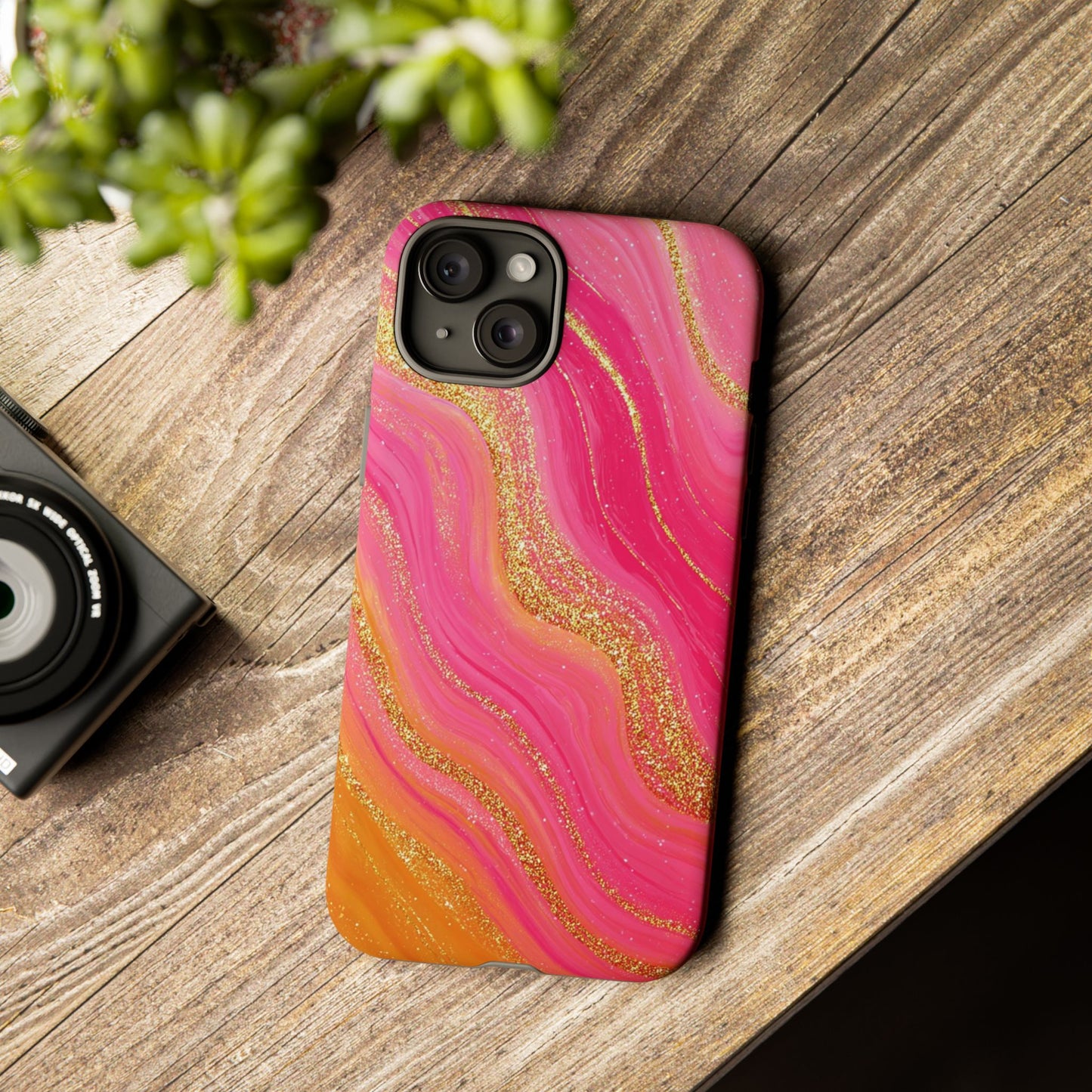 Pink and Glitter Gold Marble [TOUGH CASE]