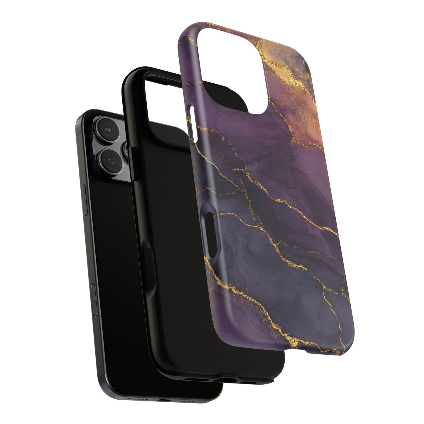 Elegant Purple & Gold Marble (iPhone X - iPhone 17 Pro Max) [TOUGH CASE]