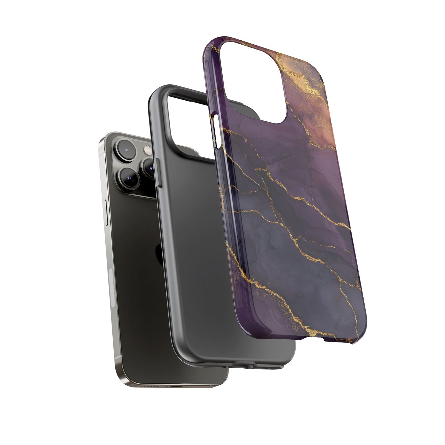 Elegant Purple & Gold Marble (iPhone X - iPhone 17 Pro Max) [TOUGH CASE]