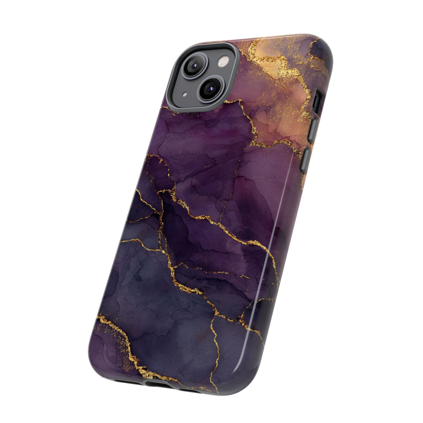 Elegant Purple & Gold Marble (iPhone X - iPhone 17 Pro Max) [TOUGH CASE]